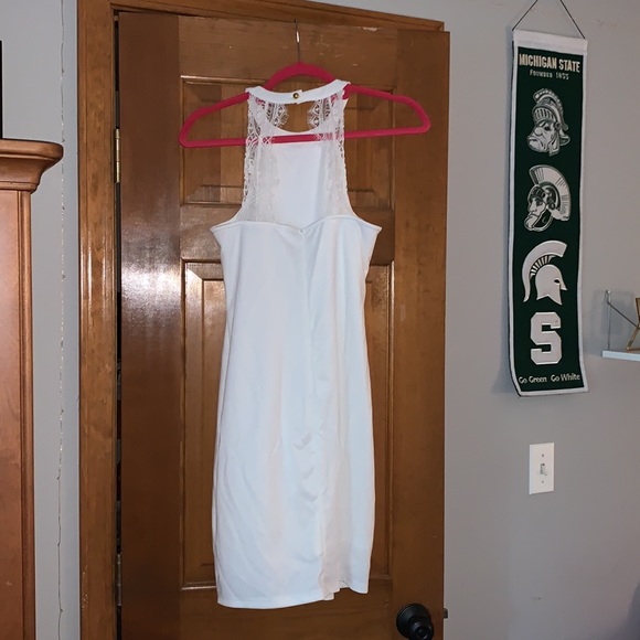 White High Neck Bodycon Dress - Picture 2 of 5